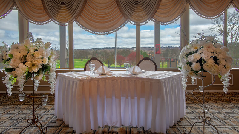 Table for two with flower decorations