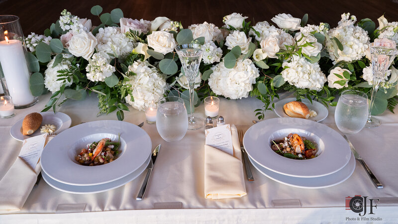 Two entrees on decorated table