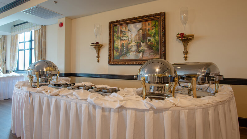 Chafing dishes on table