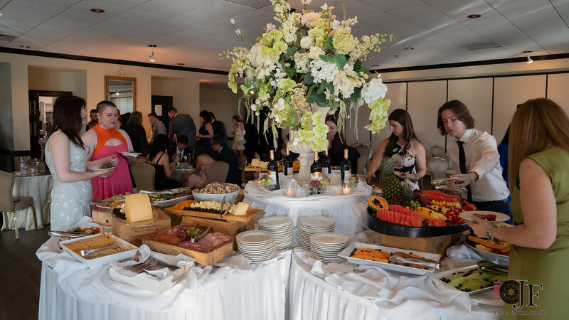 Wedding guests at appetizer station