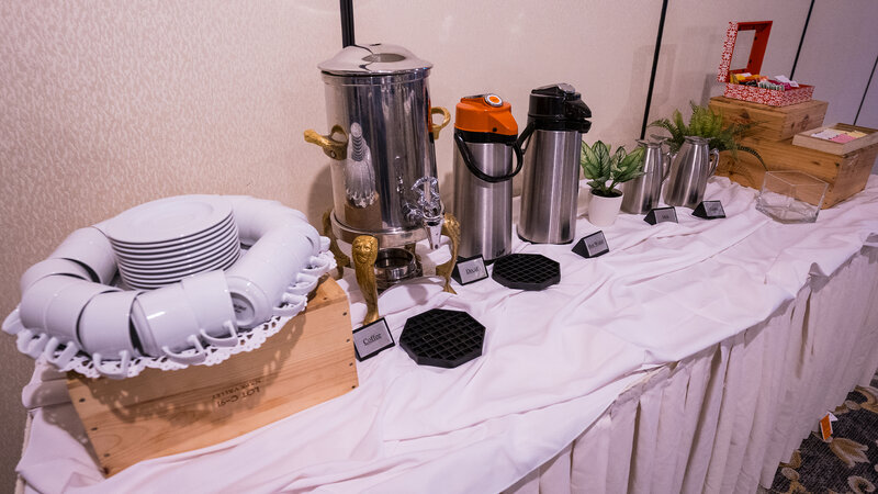 Coffee station on table